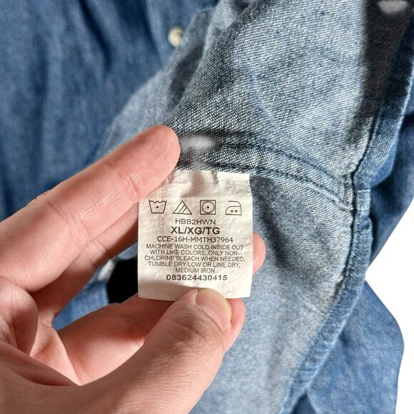 Wrangler 2 Men's XL NWT Blue & Gray 100% Cotton Relaxed Fit L/S Button Up Shirts - Picture 12 of 13